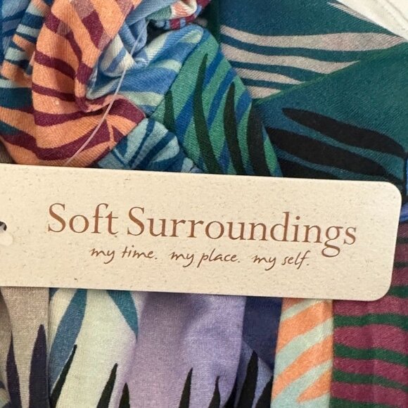 Soft Surroundings Anya Dress Ombre Palms Tropical Print Faux Wrap Plus Size 1X - Picture 6 of 10